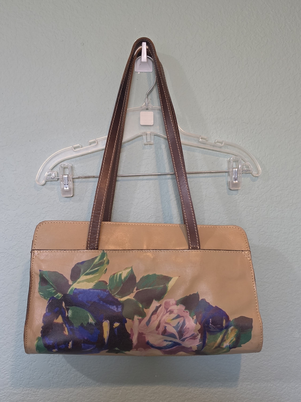 Patricia Nash Toscano Winter Bloom Leather Tote Bag Brown Floral Purse Handbag